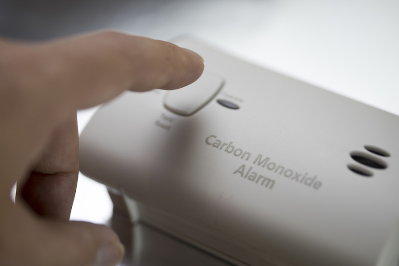 close-up of a carbon monoxide alarm.